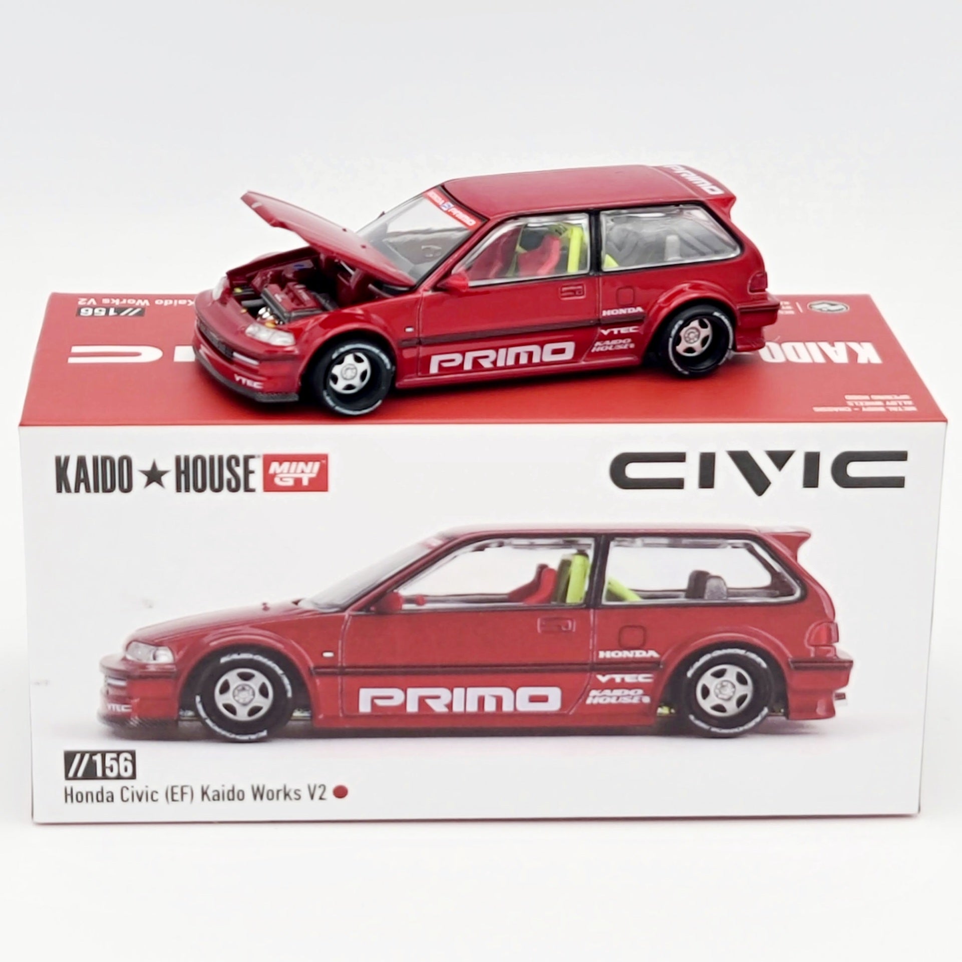Kaido House x Mini GT Honda Civic EF Kaido Works V2 - 1:64, Red (2025 Limited Edition)